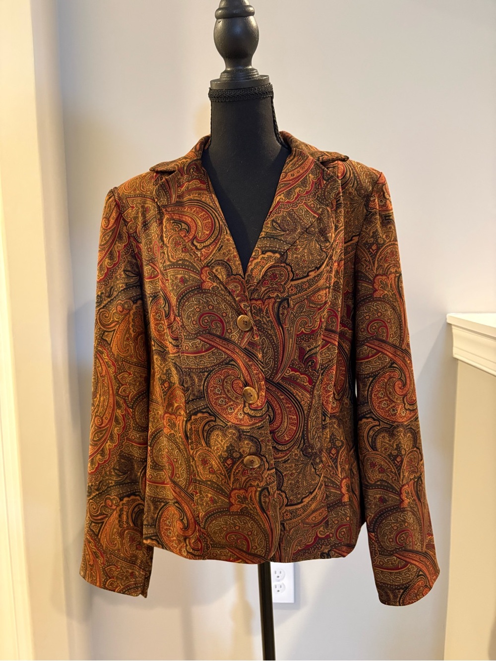 Vintage 90s Harvé Benard Earthy Paisley Blazer Jacket Size M Whimsigoth